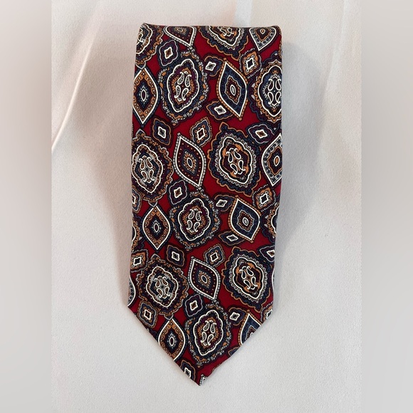Christian Dior Monsieur Silk Tie Print Red USA Made‎ - Picture 1 of 3
